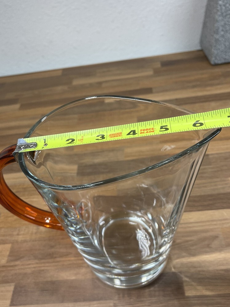 Modern Form Clear Glass Pitcher with Amber Handle