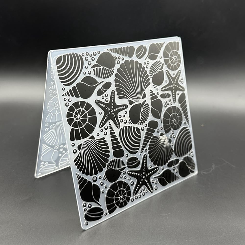 3D Plastic Embossing Folder Sea Star Shell Texture for DIY Scrapbooking
