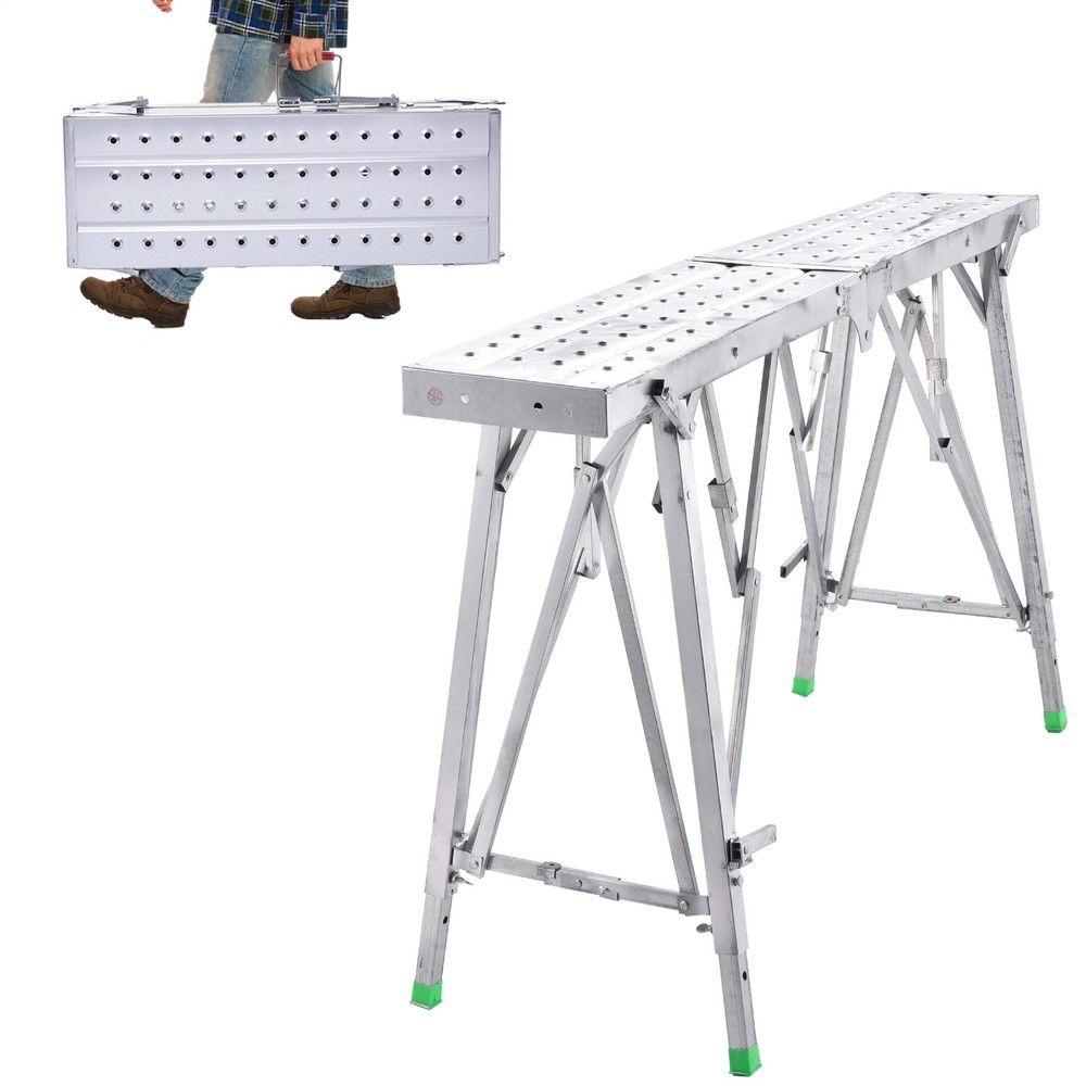 Work Platform Adjustable Height Portable Scaffolding Platform 330 Lb Load US