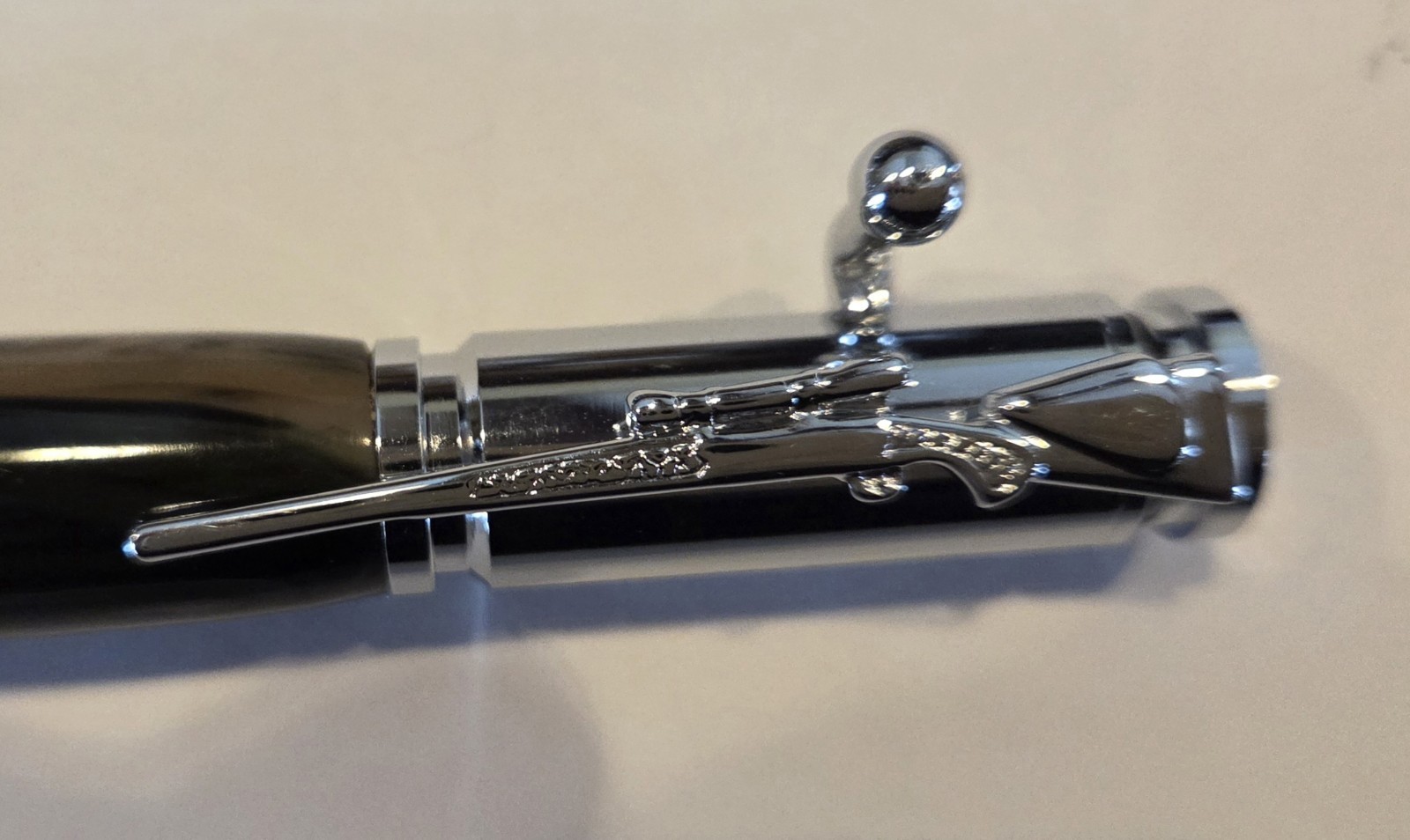 Handmade Bullet Style Bolt Action Pen Rifle Shaped Pocket Clip Black Ink Works