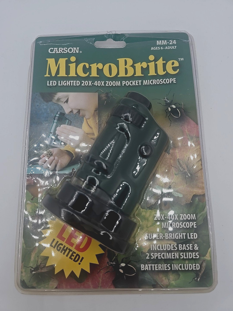 Carson MicroBrite 20x-40x LED Lighted Pocket Microscope-New Ages 6-Adult