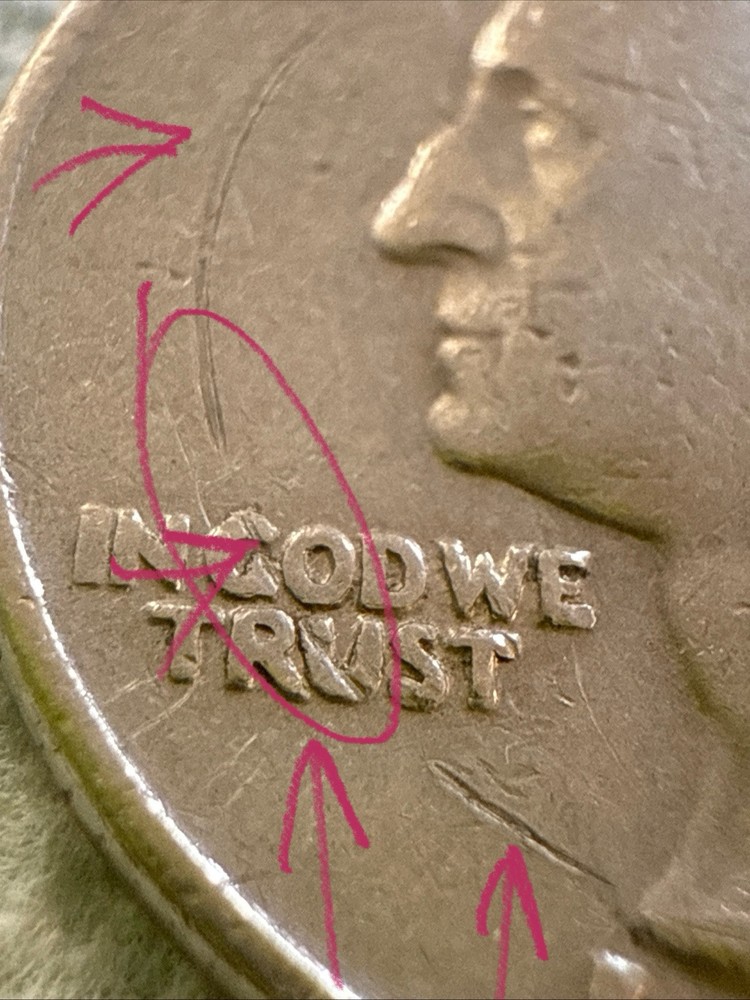 1970 Washington Quarter No Mint Mark Error, The Circle In front Error