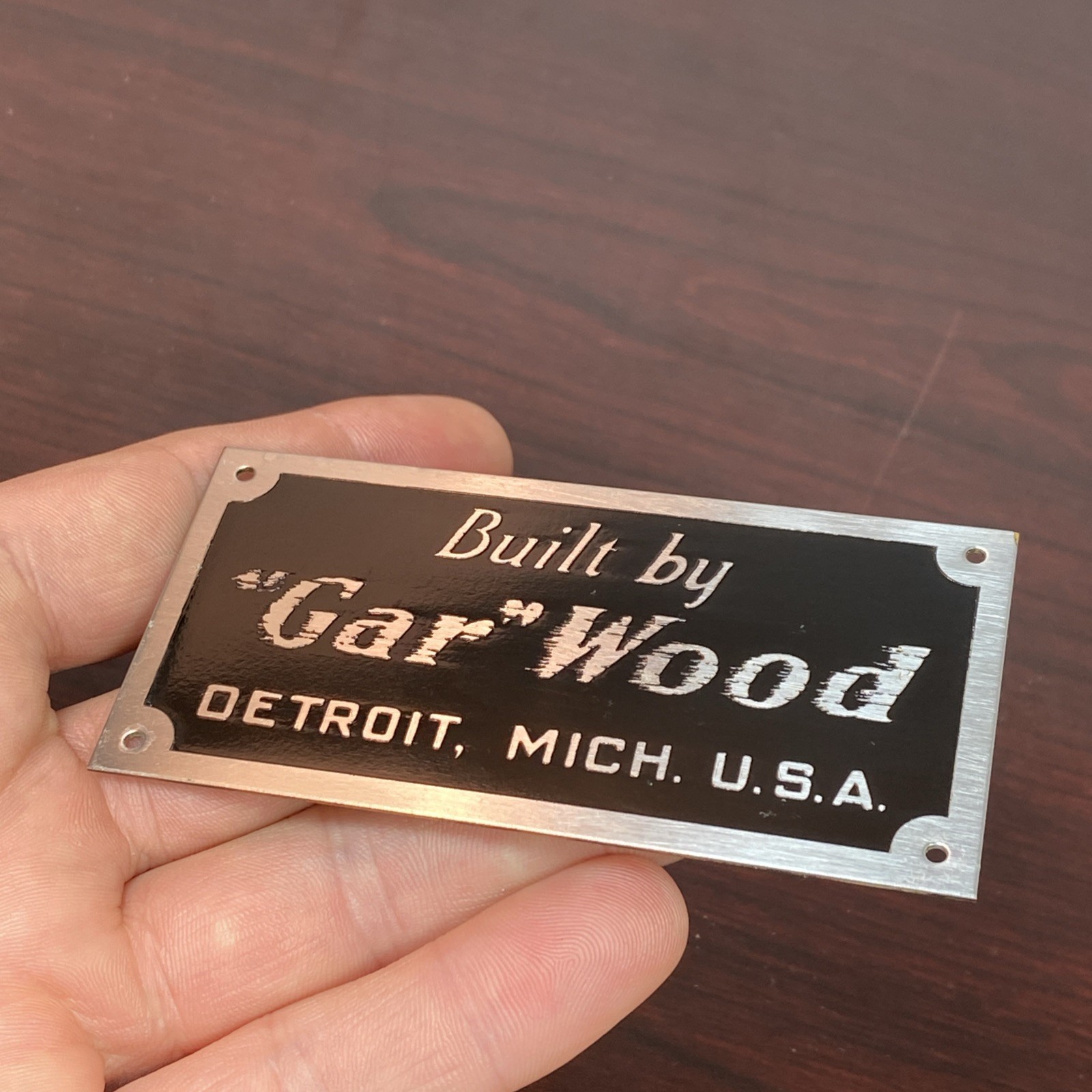 Gar Wood Detroit Mich USA Custom Motor Boats Nameplate Sign