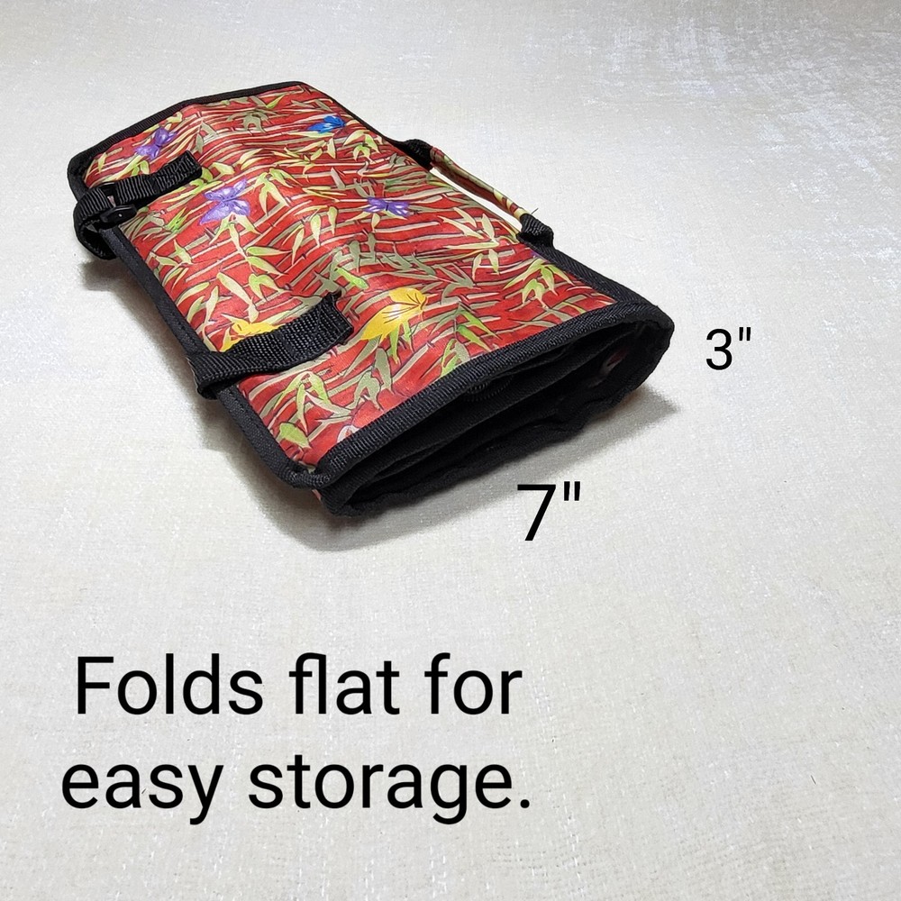 Rolling Travel Bag Collapsible Red Multicolor Bamboo Print