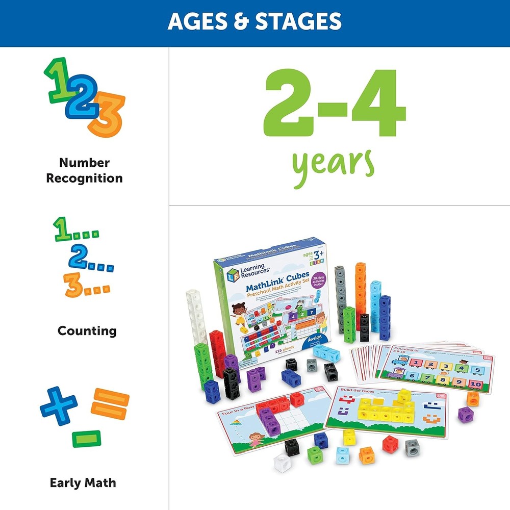 Learning Resources MathLink Cubes Preschool Math Activity Set - Classroom Must H