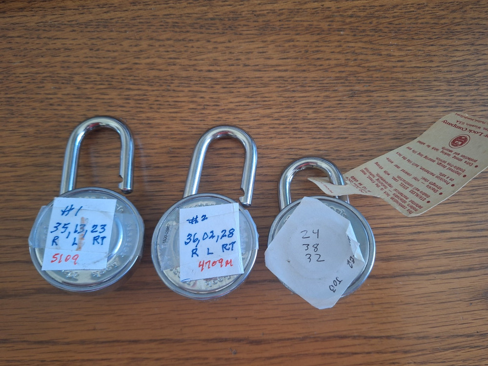 THREE (3) Master Lock PRE-OWNED/USED Combination Black Padlocks 1525