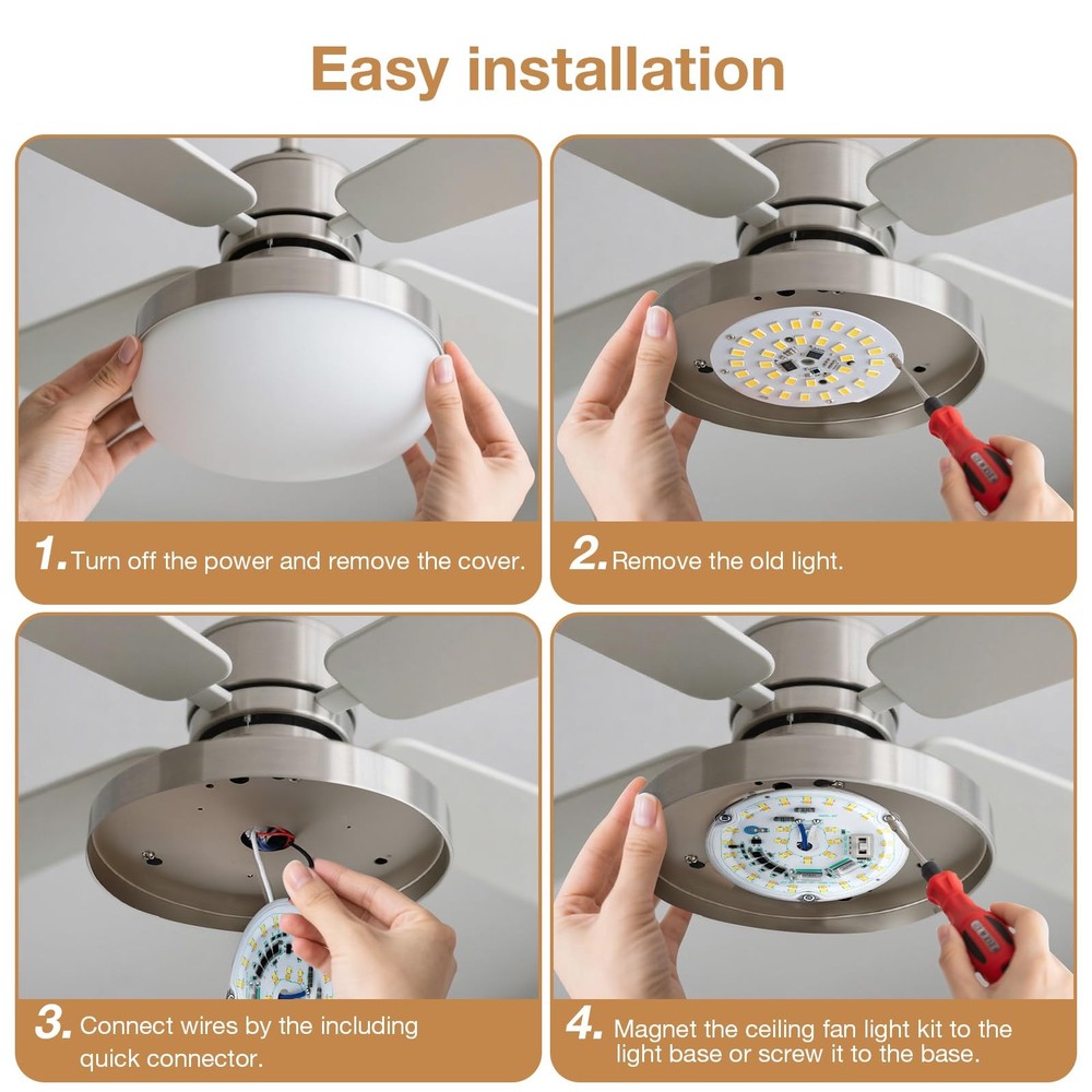 4 inch LED Retrofit Light Kit for Ceiling Fan Light Replacement Panel PCB 18W...