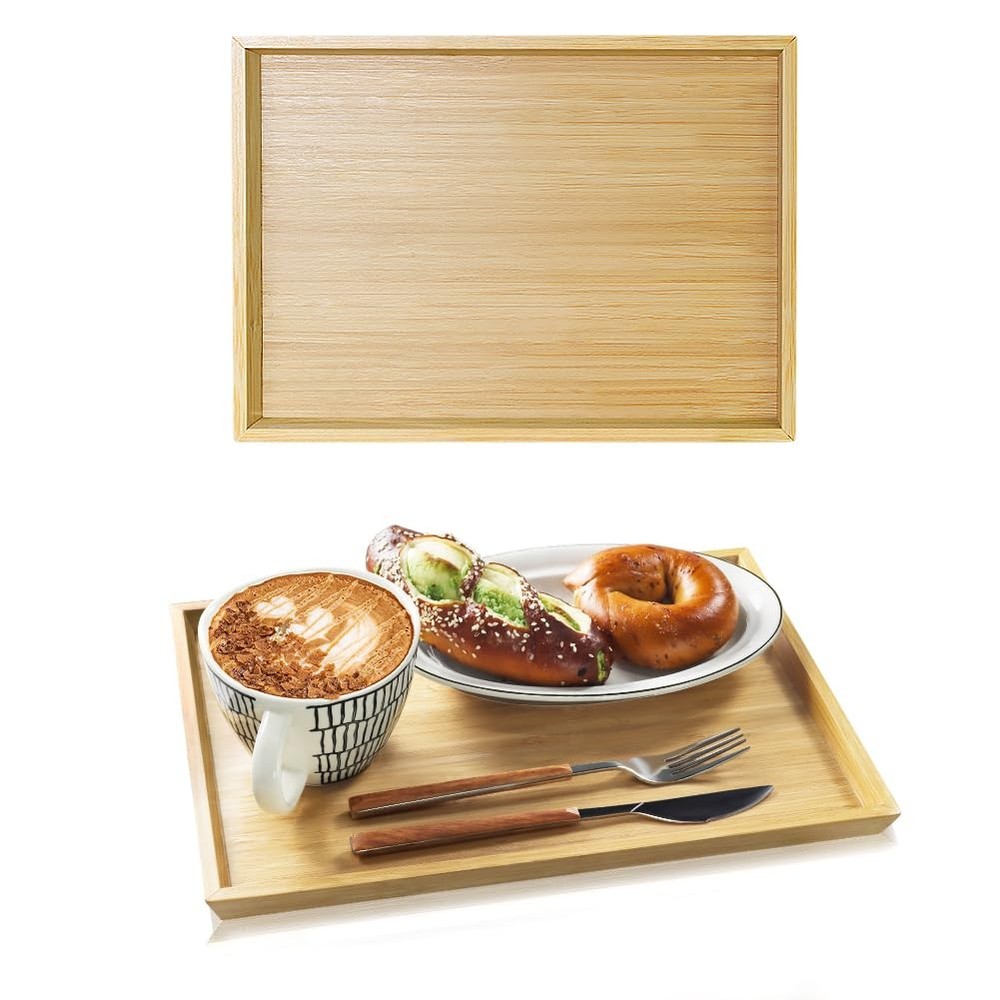 2pcs Rectangular Serving Tray for Eating Drinks Storage Snacks TV Breakfast C...