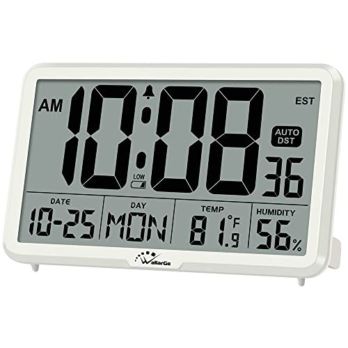Auto Set Digital Wall Clock Battery Operated, Desk Clocks with White