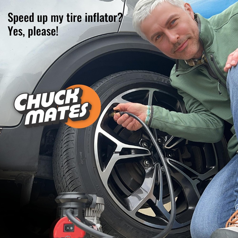 Chuck Mates Premium Quick-Connect Accessory for Tire Inflators Open-Type 1 Pack