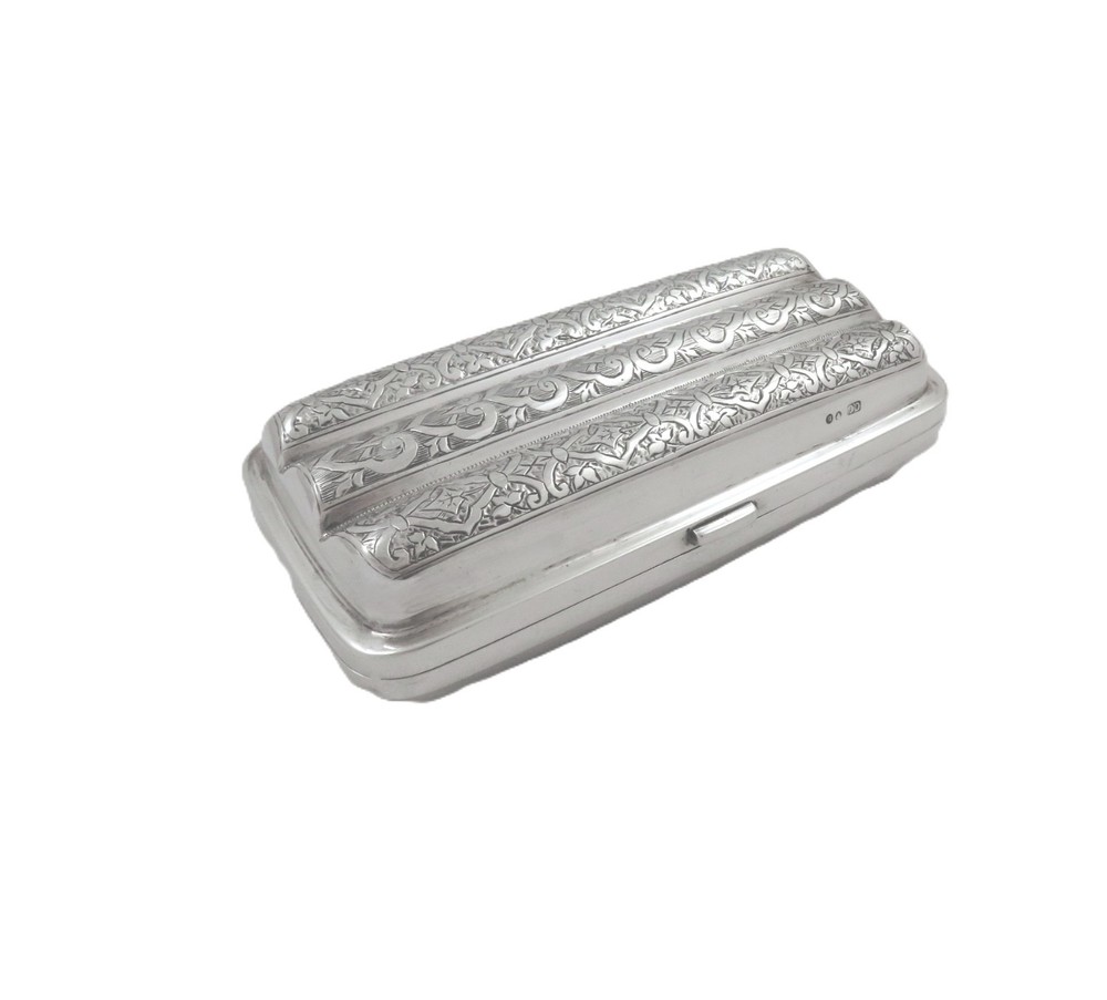 ANTIQUE VICTORIAN STERLING SILVER CIGAR CASE 1887