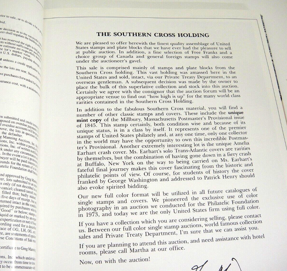 Greg Manning Stamp Auction Catalog 2003 Southern Cross Collection Hardback HBDJ