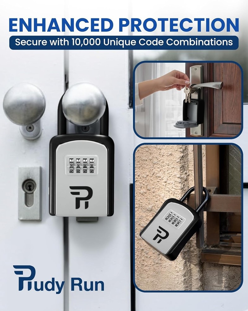 Outdoor Key Storage Lockbox - Personalizable 4-Digit Combination Security