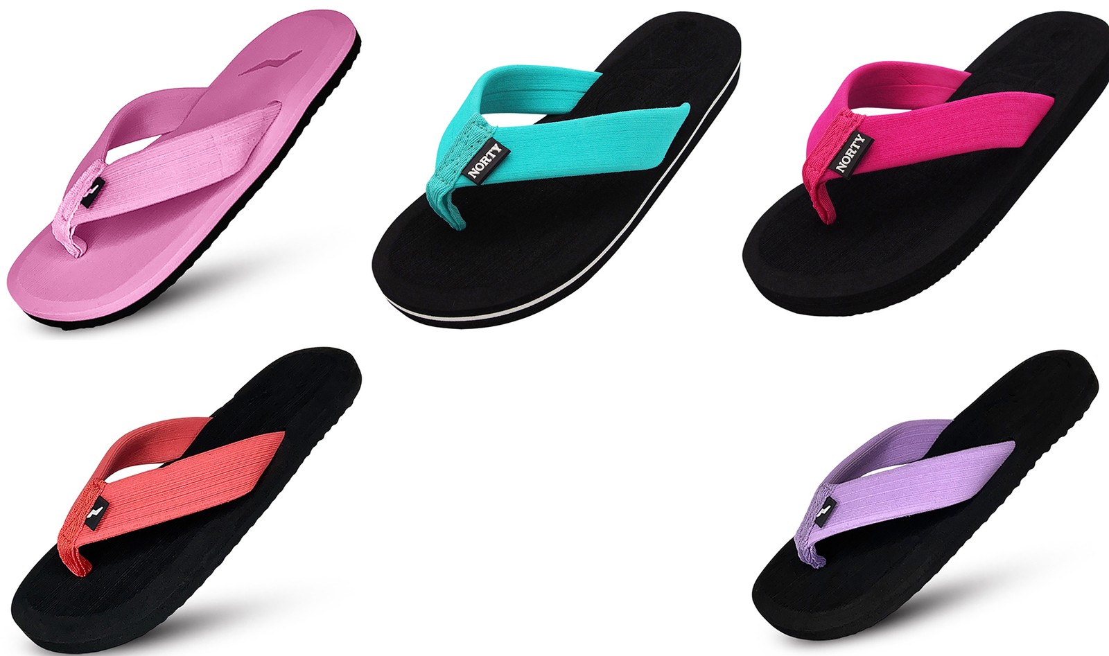 NORTY Girl's Thong Flip Flop Sandal for Beach, Pool and Everyday - 5 Colors