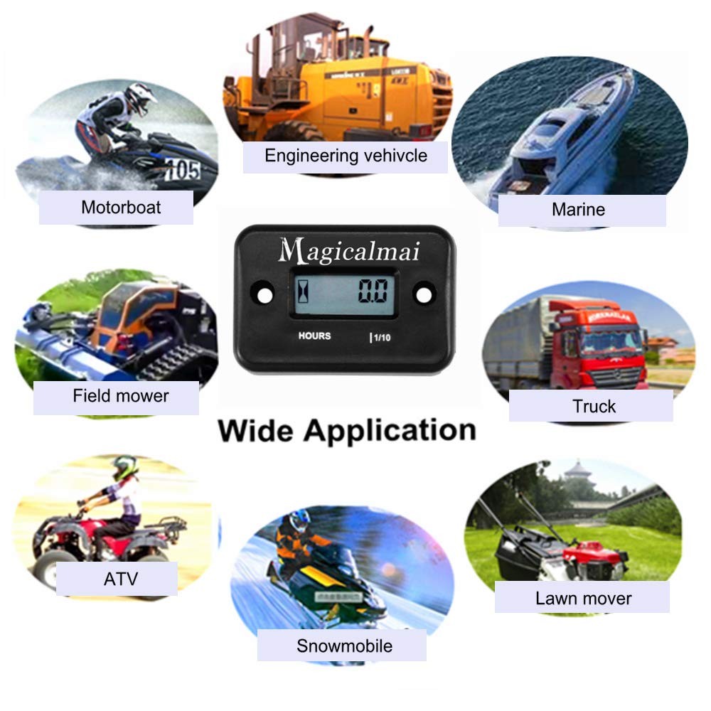 Inductive Hour Meter for Gas Engine, Generator, Mower, ATV, Marine, Motorcycle