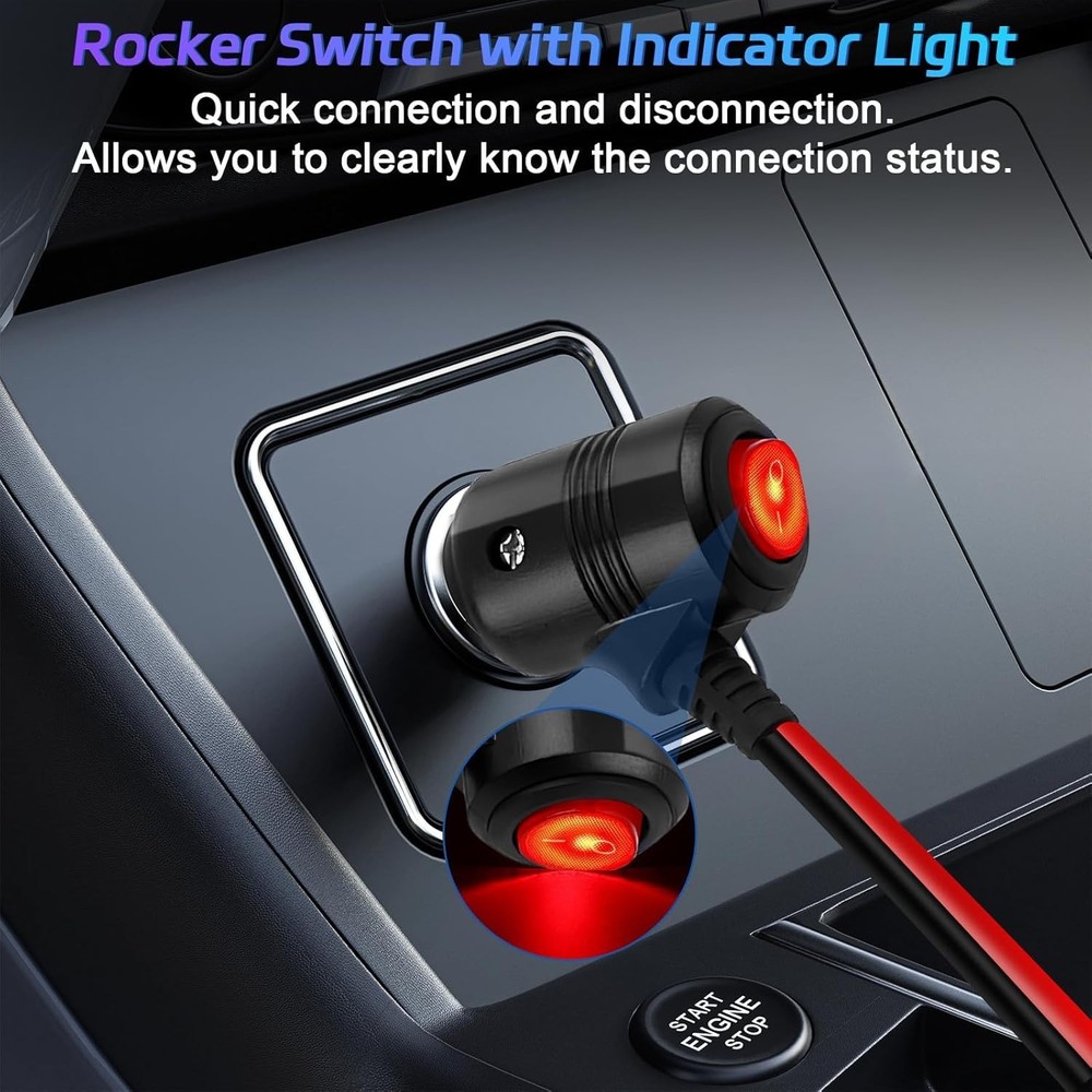 Universal Car Cigarette Lighter Adapter with Switch 2-Socket 12V/24V Splitter