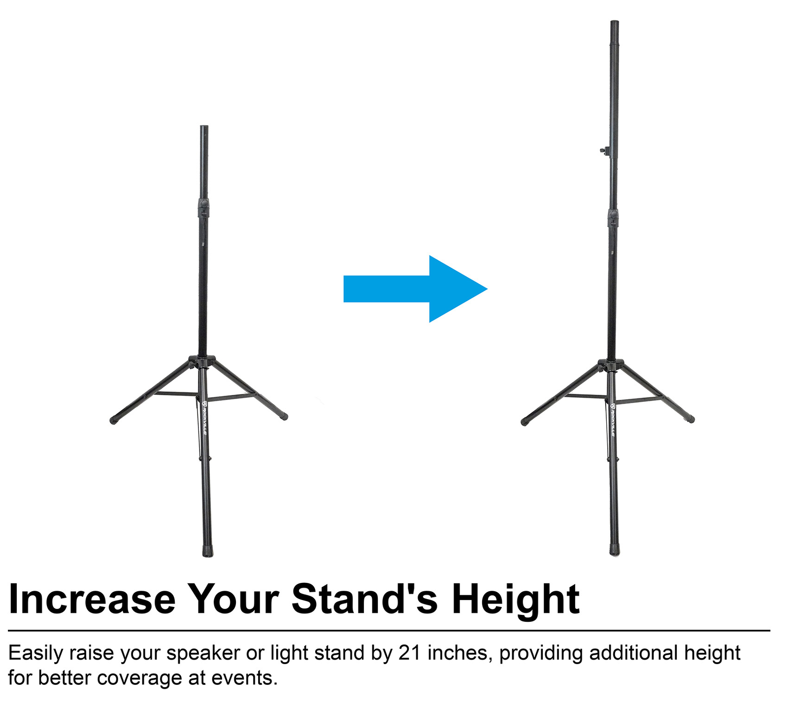 Rockville ACC-EX Accessory 21" Extension Pole For 35MM Speaker or Lighting Stand