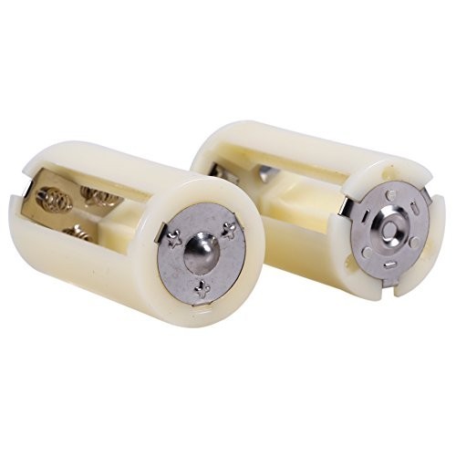 Universal AA to D Battery Adapter Converter Case 4-Pack - White, Easy Switch
