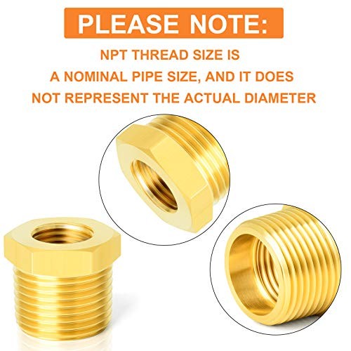 12PCS Brass Hex Bushing Fitting Kit Hex Bushing 1/4" - Hex Bushing Kit（12Pcs）