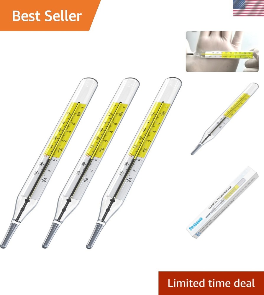 Glass Thermometers 3 Pack – Durable & Accurate Temp Reading Set
