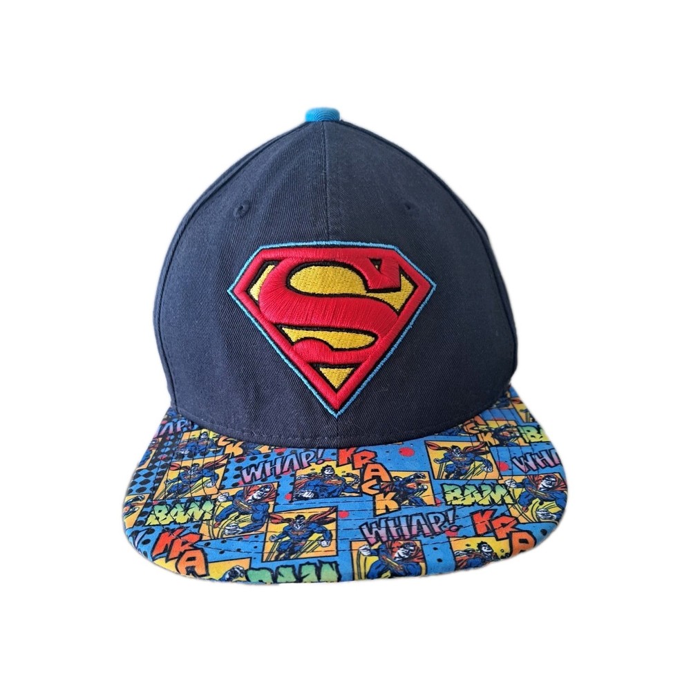 Superman Snapback Hat DC Comics Blue Multicolor Adjustable Cap Comic Book Hero