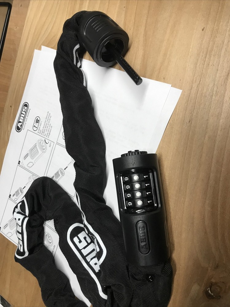 Abus 8808C Chain Lock - Combination, 3.7', 8mm Square, Black