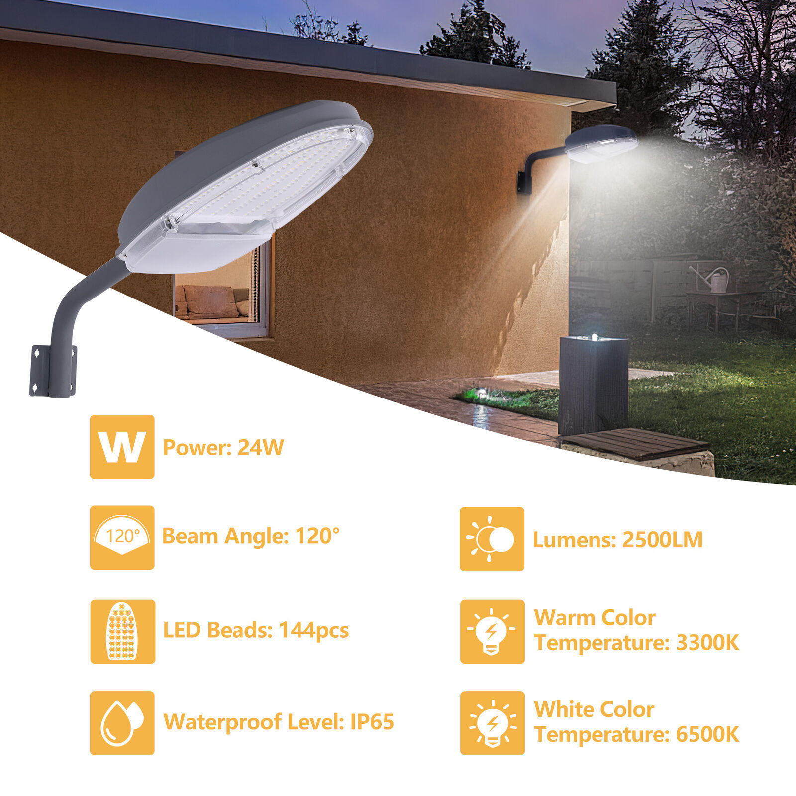 Outdoor LED Yard Street Light Dusk to Dawn Light Waterproof Security Lighting