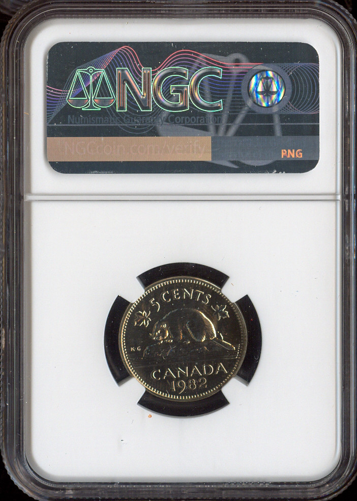 1982 Canada 5 Cents 5C NGC MS67 MAC - Quality