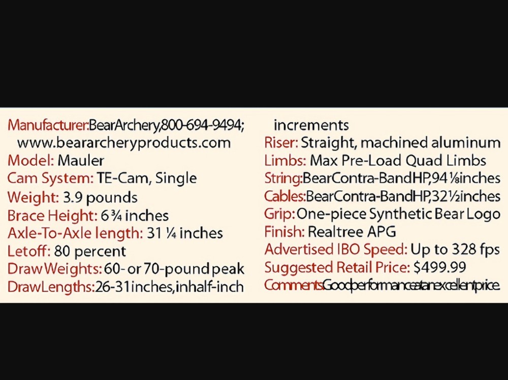 Bear Compound Bow Only Archery Mauler LH Left Hand Fred