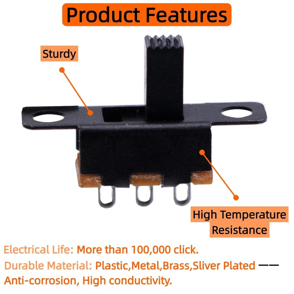 150PCS Micro Mini Slide Switch SPDT 1p2t Toggle Switches 2 Position 3 Black