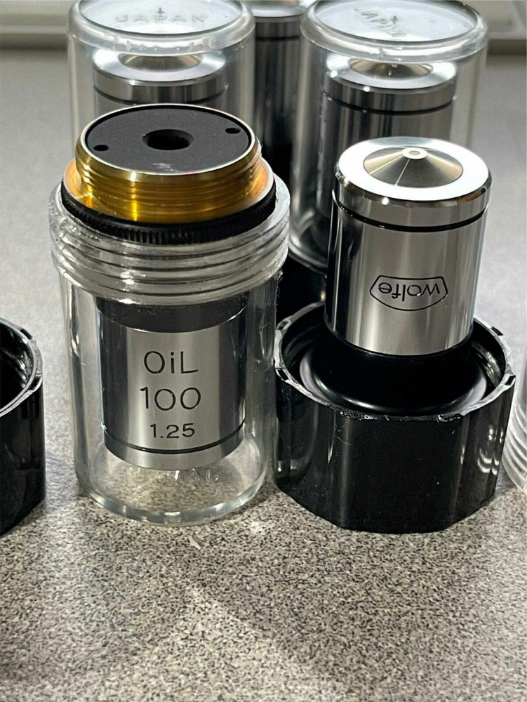 ONE (1) NEW WOLFE MICROSCOPE OBJECTIVE OIL 100 / 1.25