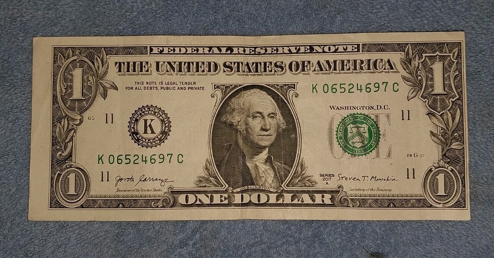 $1 Bill Series 2017-A - Miscut Or Misalignment Error Dollar - Off Center Cut