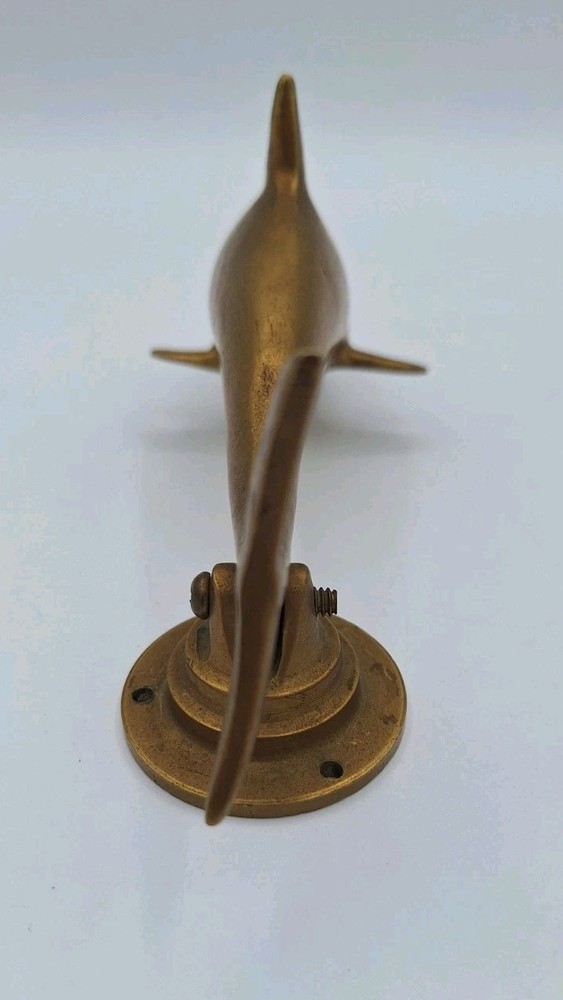 Vintage Solid Brass Dolphin Door Knocker Heavy Retro Nautical Fish
