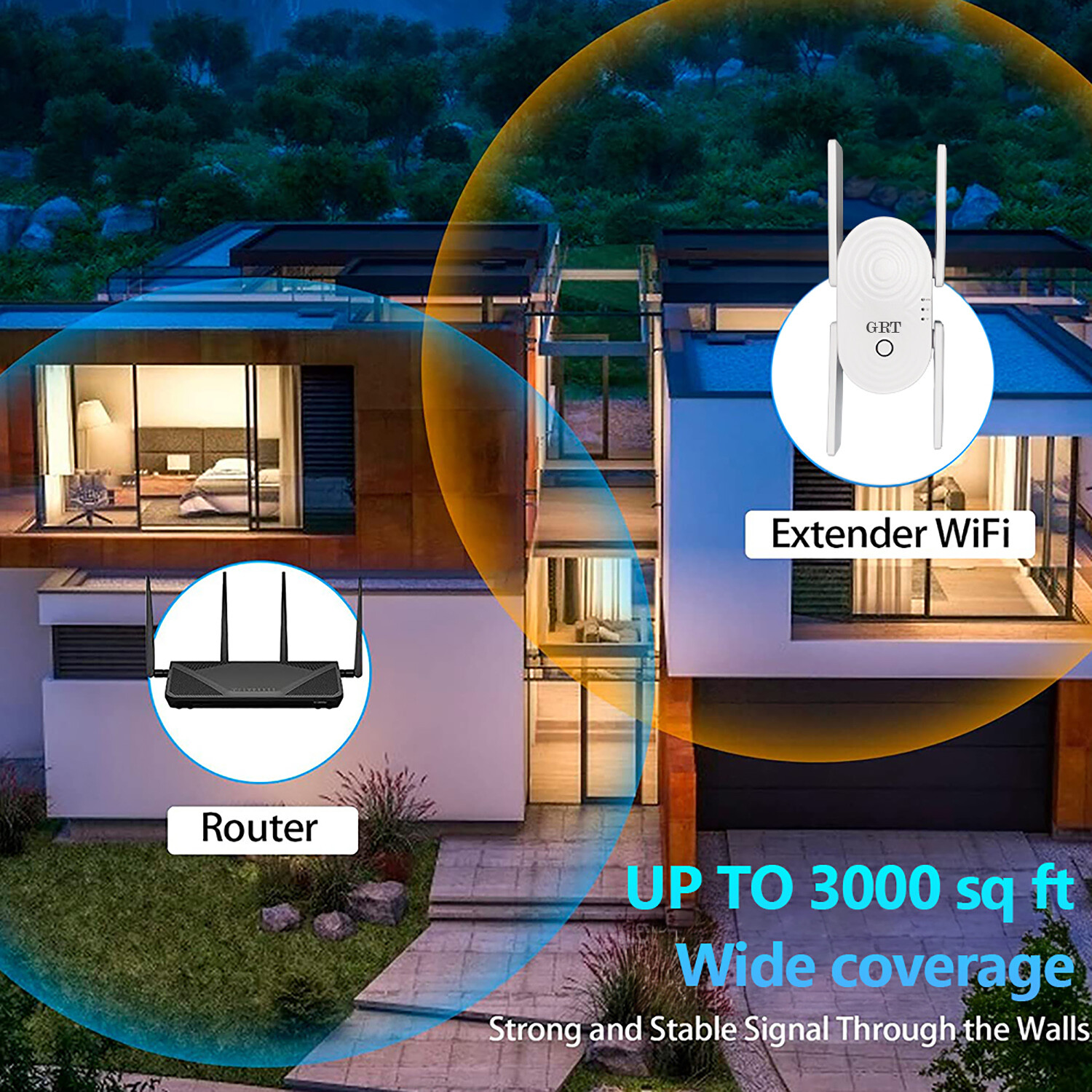 1200Mbps WiFi Extender Long Range Internet Signal Booster Dual Band for Gaming