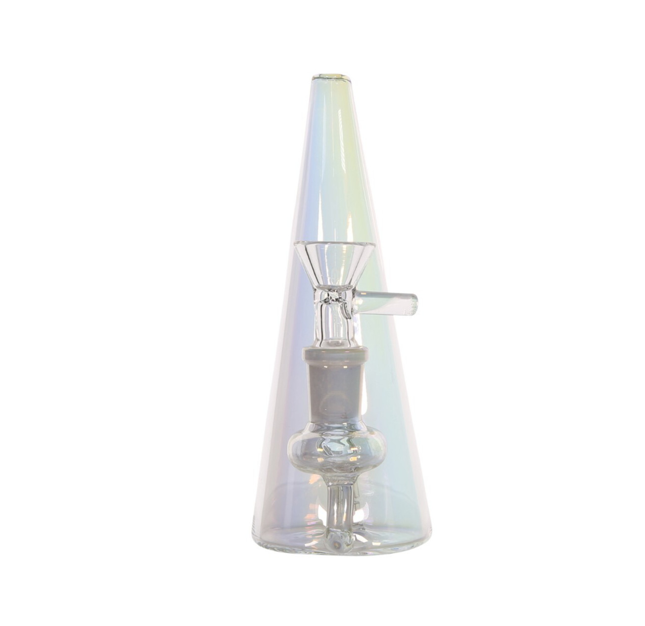 6.5" Holographic Prism Color Changing Glass Volcano Cone Water Pipe Bong 14mm