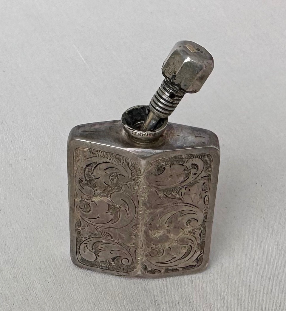 Sterling Silver Engraved Design Perfume Bottle with Wand Made in Germany;Y697