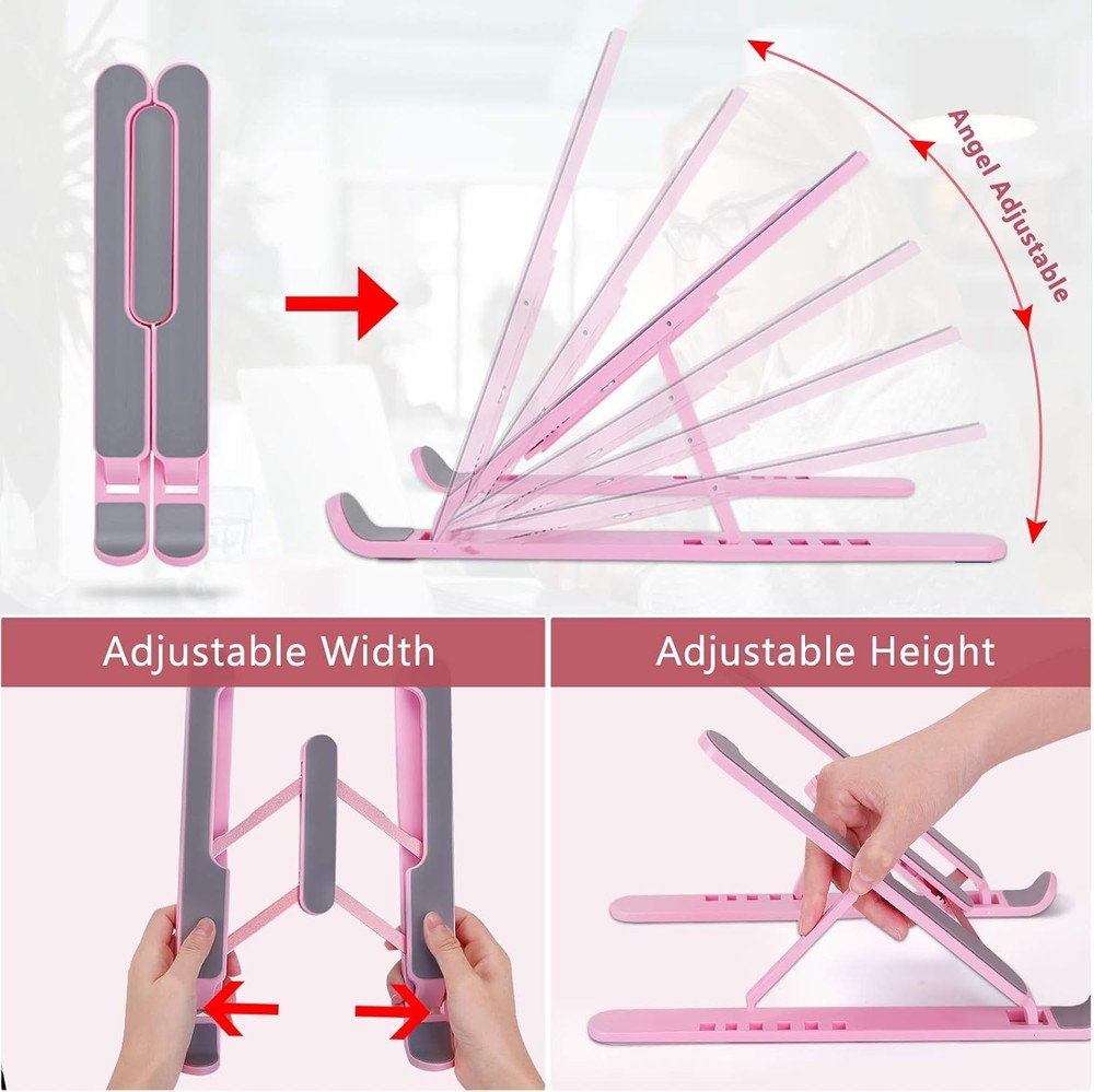 Portable Adjustable Laptop Stand Foldable Ergonomic Riser for Desk