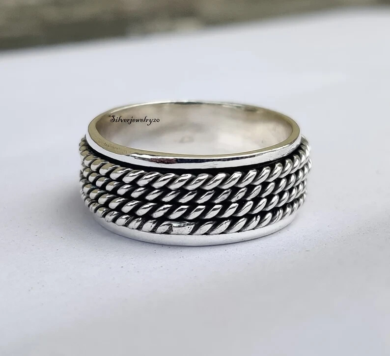 925 Solid Sterling Silver Ring , Spinner Ring , Handmade Ring , Men , All size