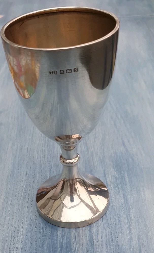 SOLID SILVER WINE GOBLET CUP 101gm BIRMINGHAM 1937