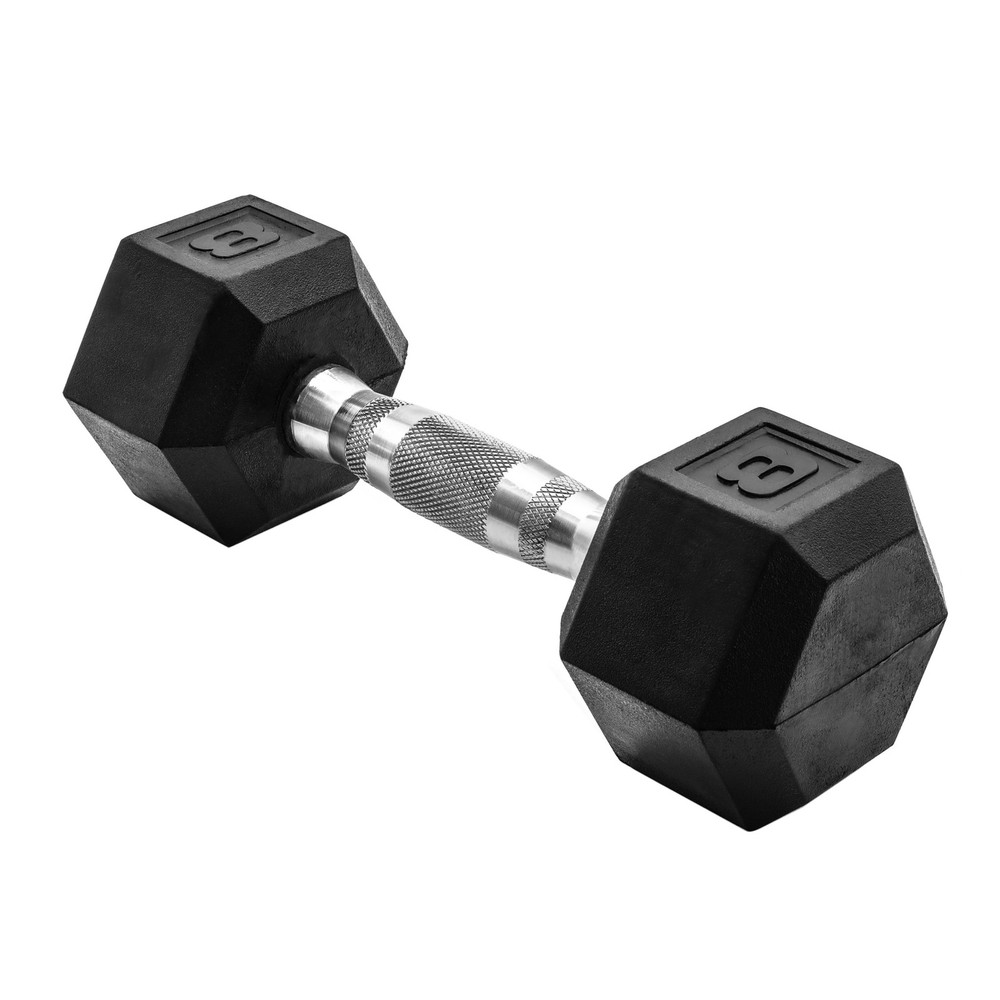 Barbell, 8lb Rubber Hex Dumbbell, Single