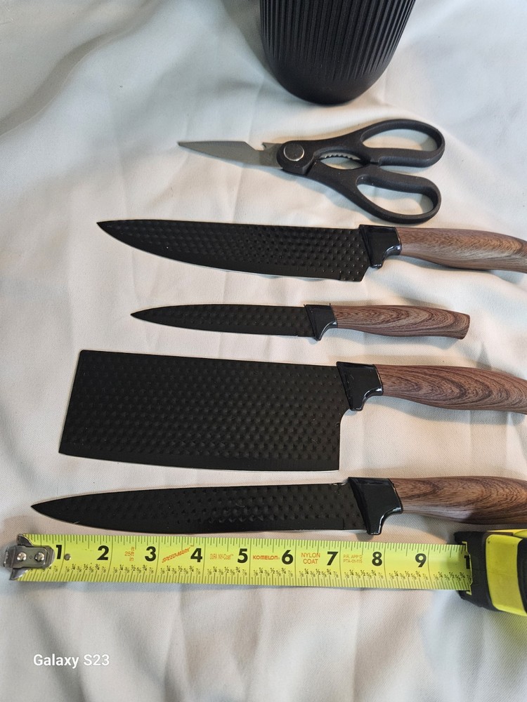 5pc Knife Set With Storage Black