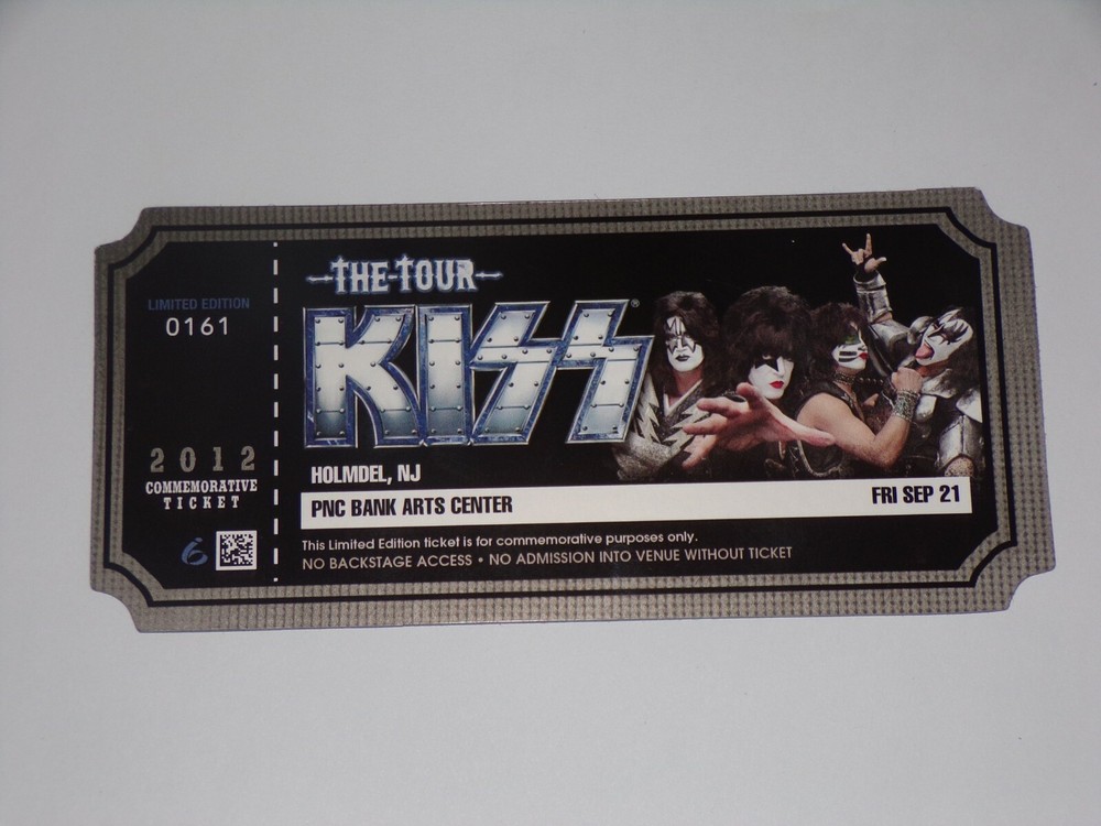 KISS Commemorative Full Concert Ticket Stub Sep 21 2012 The Tour Holmdel NJ