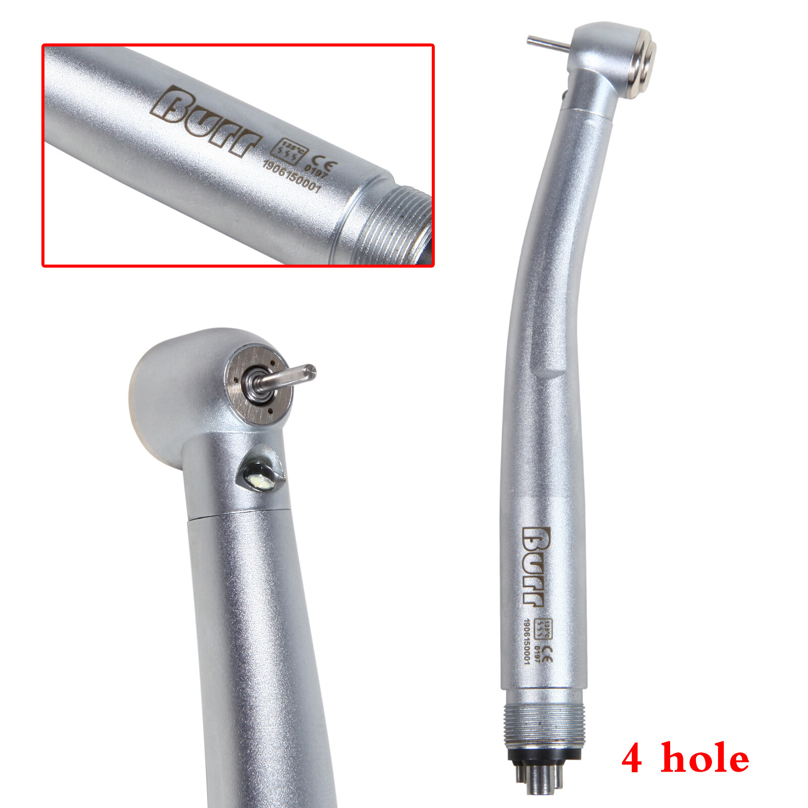 Dental LED E-generator Fiber Optics High Speed Handpiece 4 Holes Turbine Fit NSK