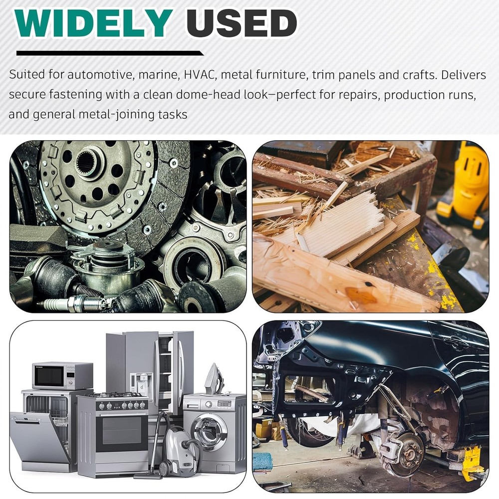 150 Pack 3/16" Diameter x 1/2" Length Solid Aluminum Brazier Head Rivets