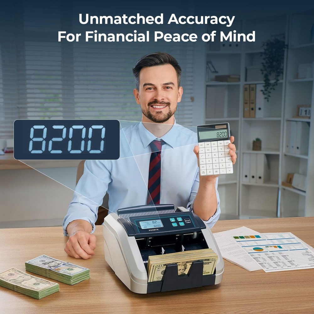 Money Counter Machine Count Value, Add+Batch/Add+ Value Mode Bill Counter, UV...