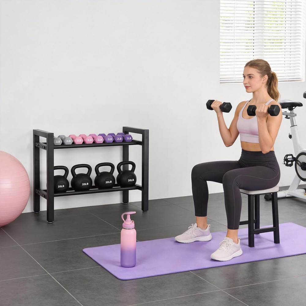 2-Tier Adjustable Dumbbell Rack, 300LB Capacity, Space-Saving Design