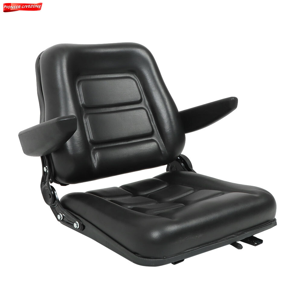 Universal Forklift Seat PVC Tractor Seat Foldable Adjustable Back & Armrest