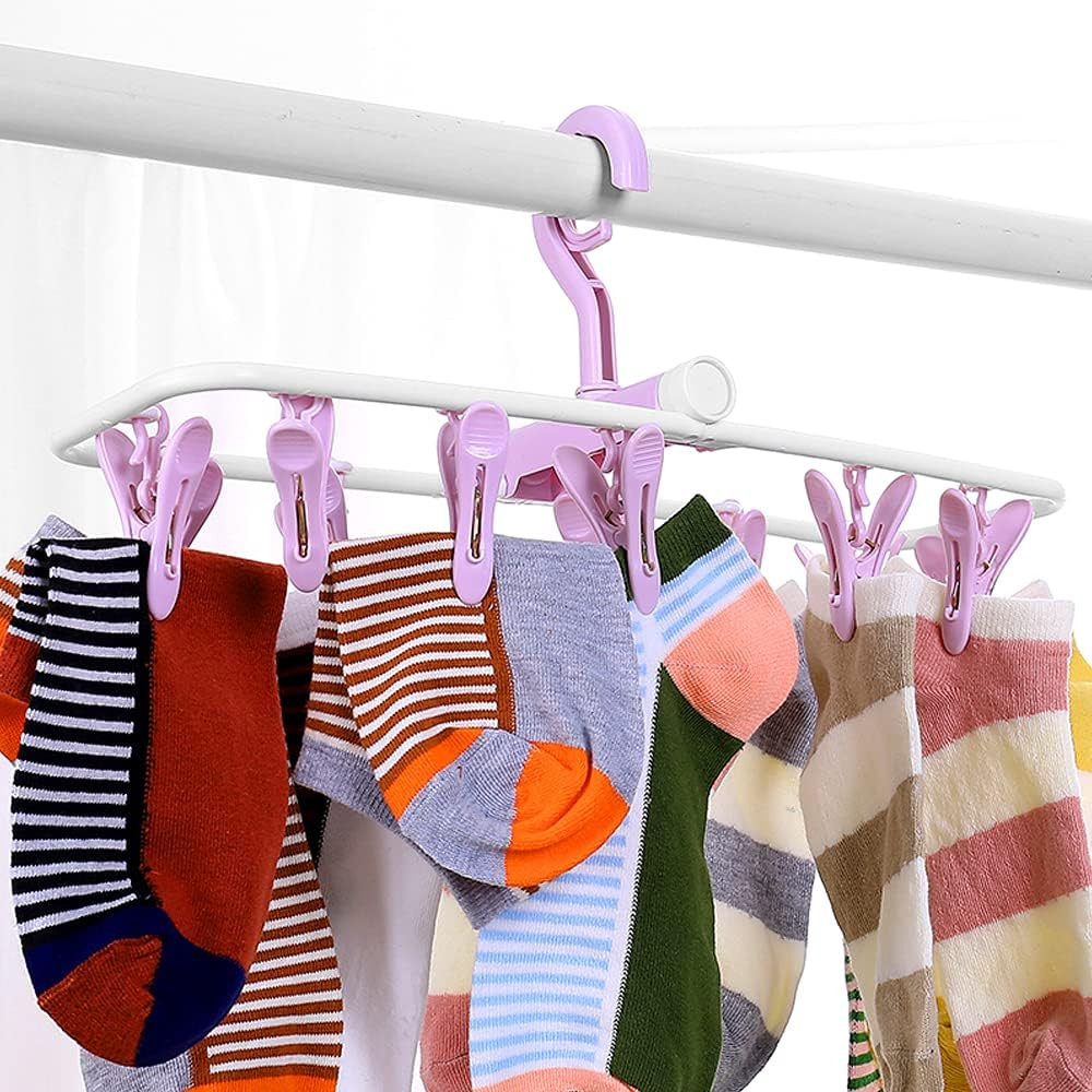 2 Pack Clothes Drying Rack,12 Clips Laundry Drying Rack Folding Sock and Underwe