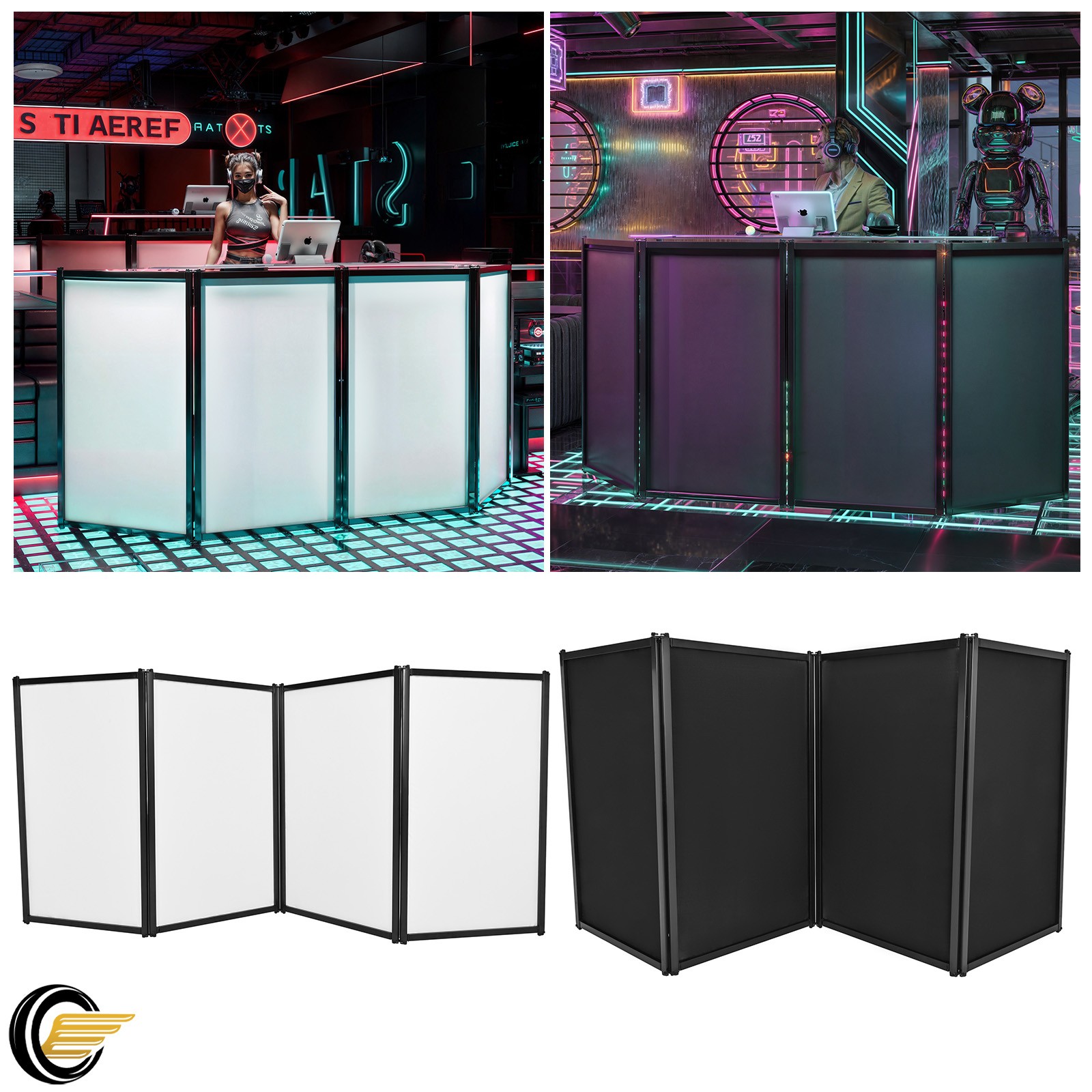 48"x25" White Black DJ Event Facade Scrim Metal Frame Booth With Travel Bag Case