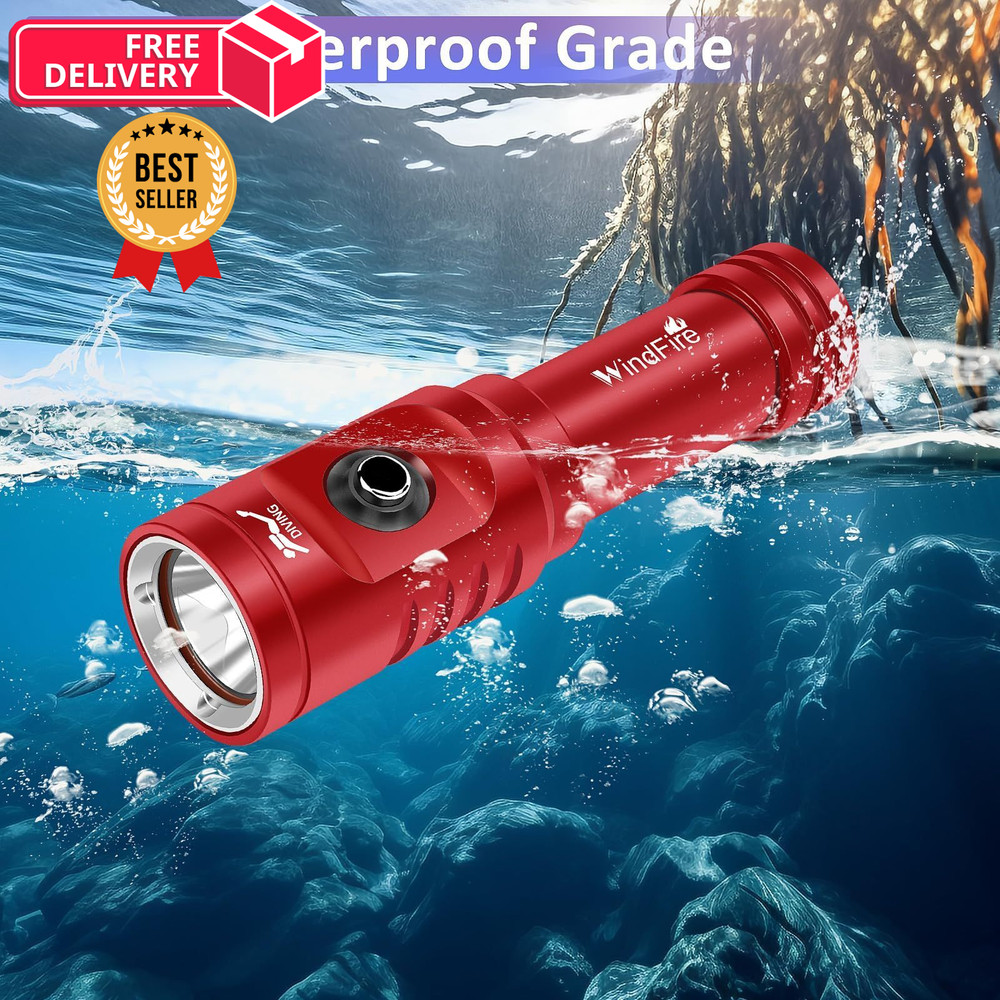 WINDFIRE TS08 Dive Light Super Bright, Scuba Flashlight Red-TS08